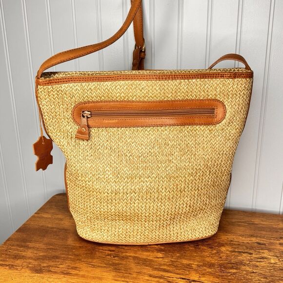 Pantera Women's Tan Woven Genuine Leather Shoulder Crossbody Purse Shoulder Bag - Picture 5 of 12